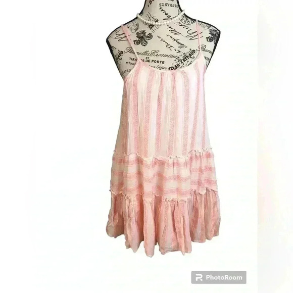 DRA Los Angeles Anthropology Cottage Core  Ladies Small Pink Ruffled Sundress - Picture 1 of 5